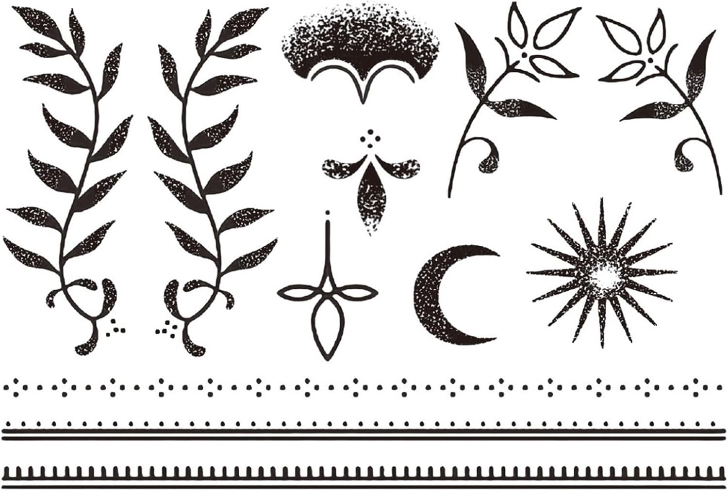 2 Sheets Moon Stars Sun Pattern Tattoo Stickers Waterproof Temporary Tattoos For Men Women Hand Arm Fake Tattoos(2PCS 02)