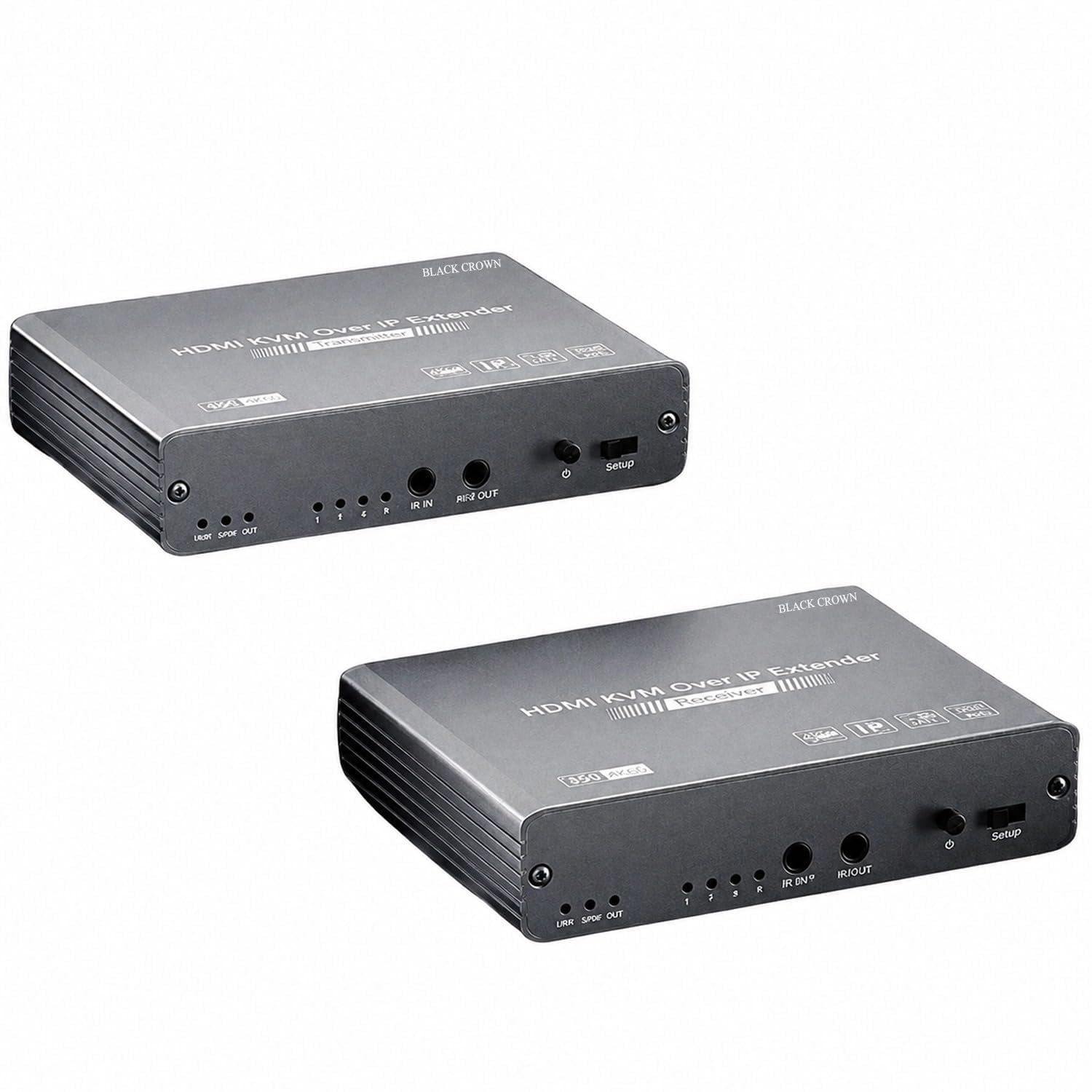 BLACK CROWN 4K HDMI KVM Over IP Extender over Cat5e Cat6 up to 656ft (200m) | 4K@30Hz USB Keyboard Mouse Transmitter Receiver Kit with Local Loop Out, Network Switch Extension. Space Gray-image-36