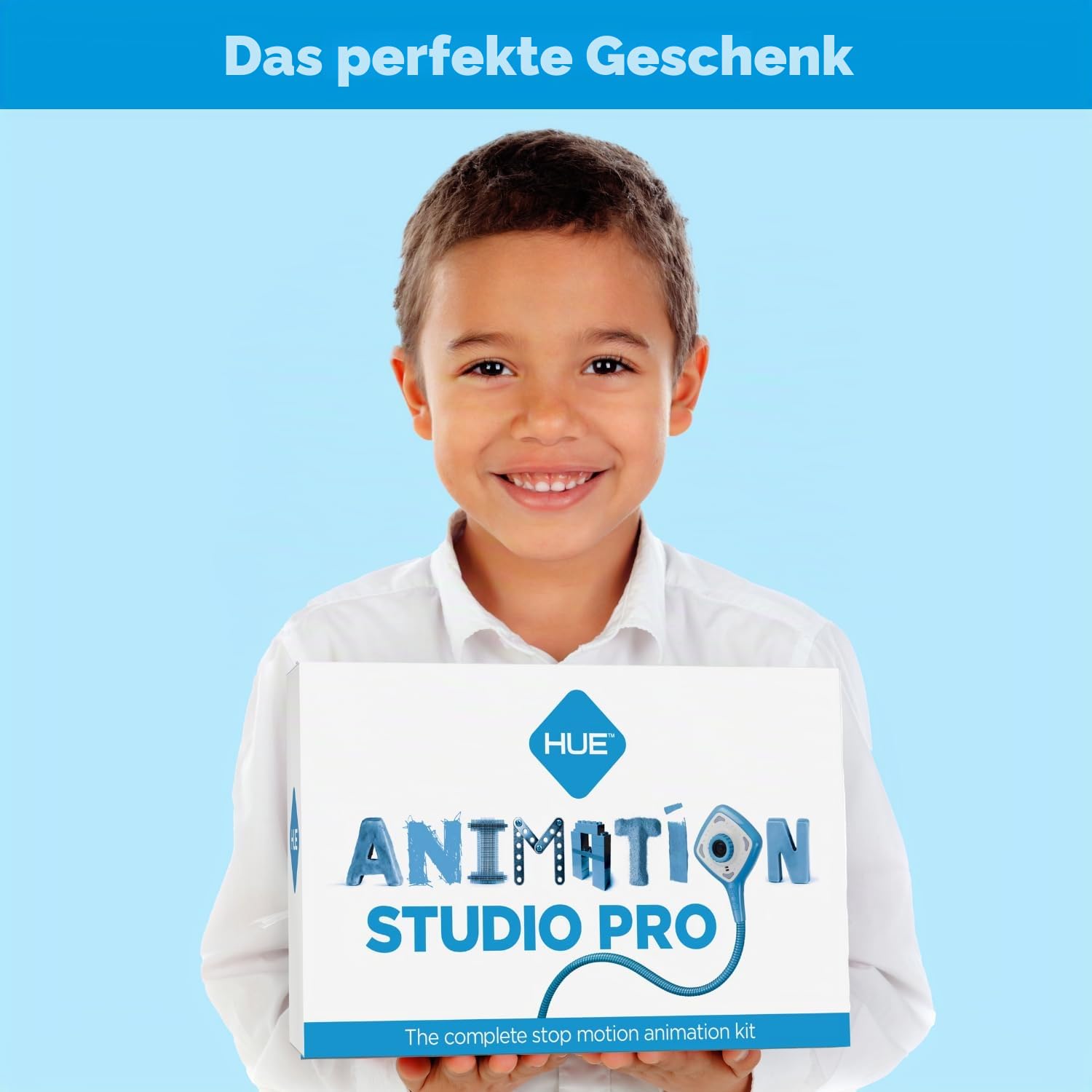 HUE Animation Studio Pro: Stop-Motion-Kit für Windows/macOS, Schwarz | Kinder/Jugendliche & Bastler ab 7 Jahren, Full HD 1080p flexible Kamera, integriertes Mikrofon, LED-Lichter, Software, Buch