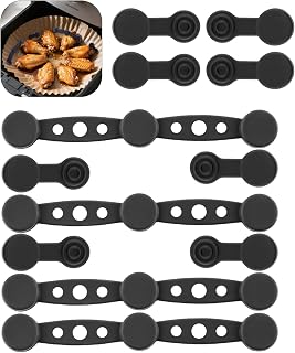 12 Hebillas Magnéticas de Silicona para Freidora de Airev, Juego de Hebilla de Silicona Magnética para Soporte, Evita que el Forro de Papel Desechable Cubra los Alimentos y Quemándose