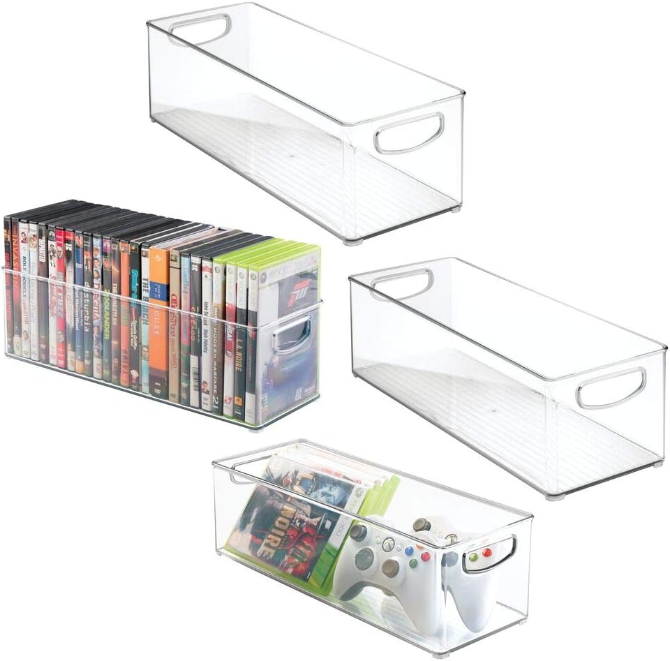 Boîte De Rangement Transparente Avec Poignées - Bac Plastique Profond Pour Vêtements, Chaussures, Bureau - MDesign