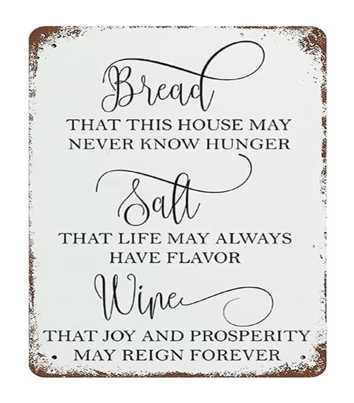 PKNVKZIDK Vintage Bread Salt Wine Tin Sign The Simple Things Metal Sign for Farmhouse Kitchen Cafe Decor 8 X 12 in