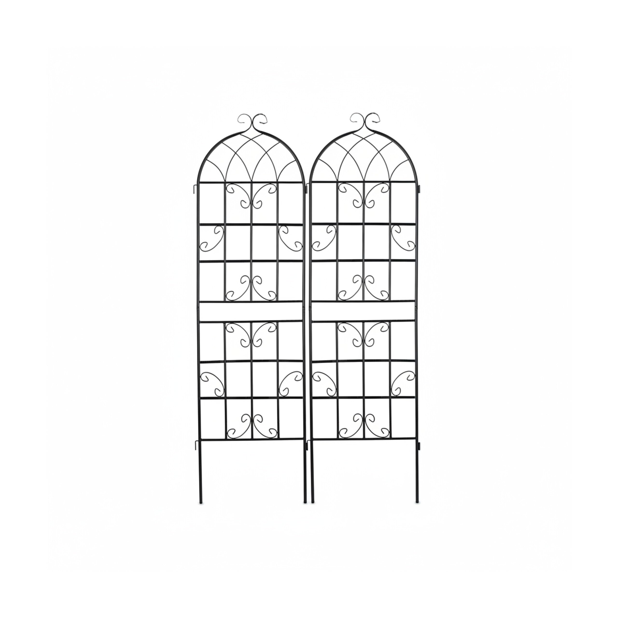 Relaxdays Rankgitter Metall, 2er Set, zum Stecken, Rankhilfe für Kletterpflanzen, 180 x 50 cm, Spalier Garten, schwarz