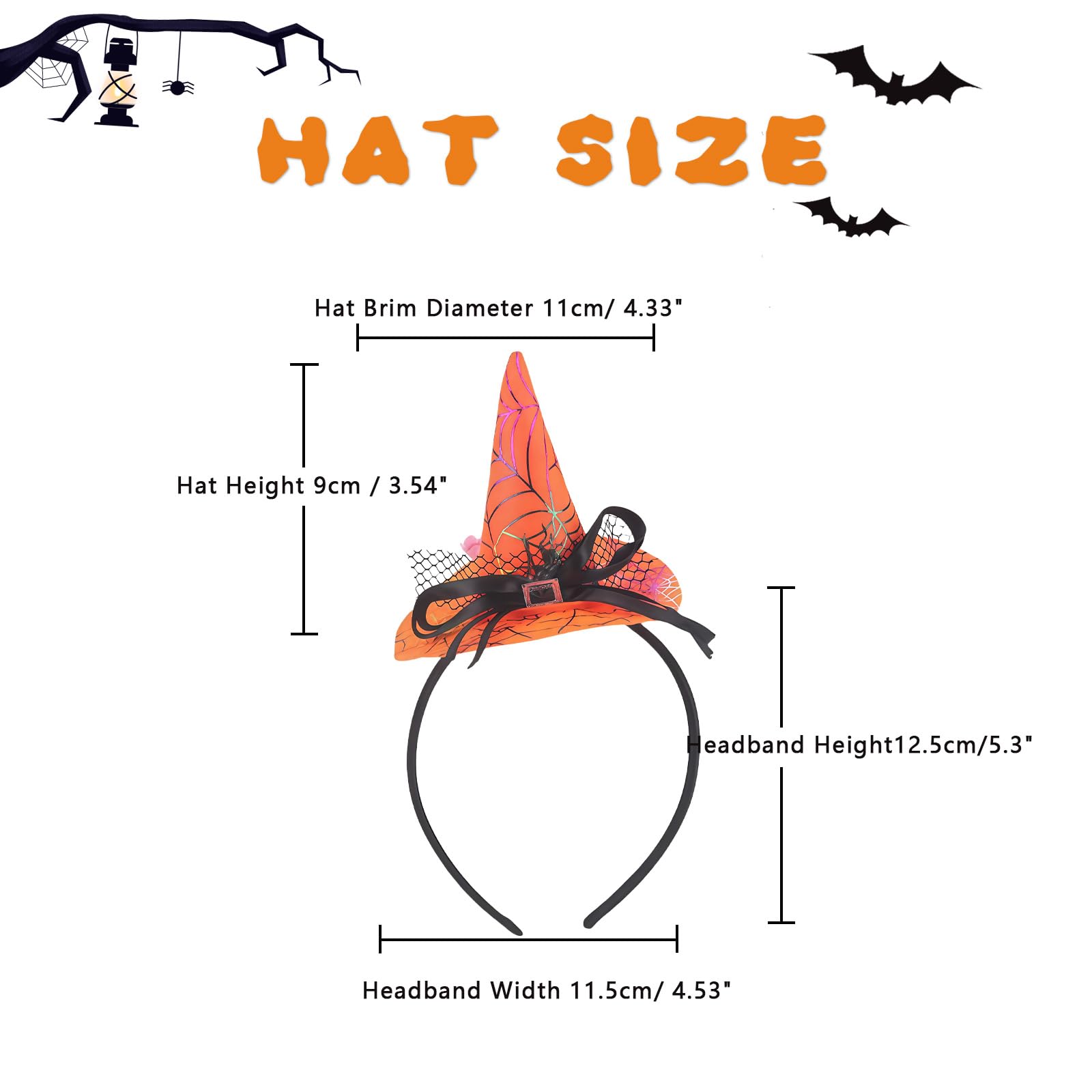 3Pcs Mini Witch Hat Headbands Halloween Hair Accessories Cosplay Dress-up Photo Props for Costume Party, mixed color, 12x22cm - Image 2