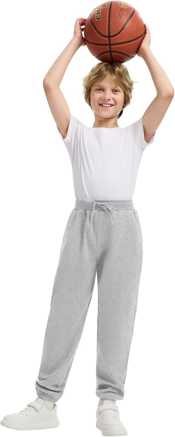 Kissonic 3 Pack Boys Girls Sweatpants Active Joggers Kids Elastic Waist Athletic Jogger Pants with Pockets Drawstring - Image 3