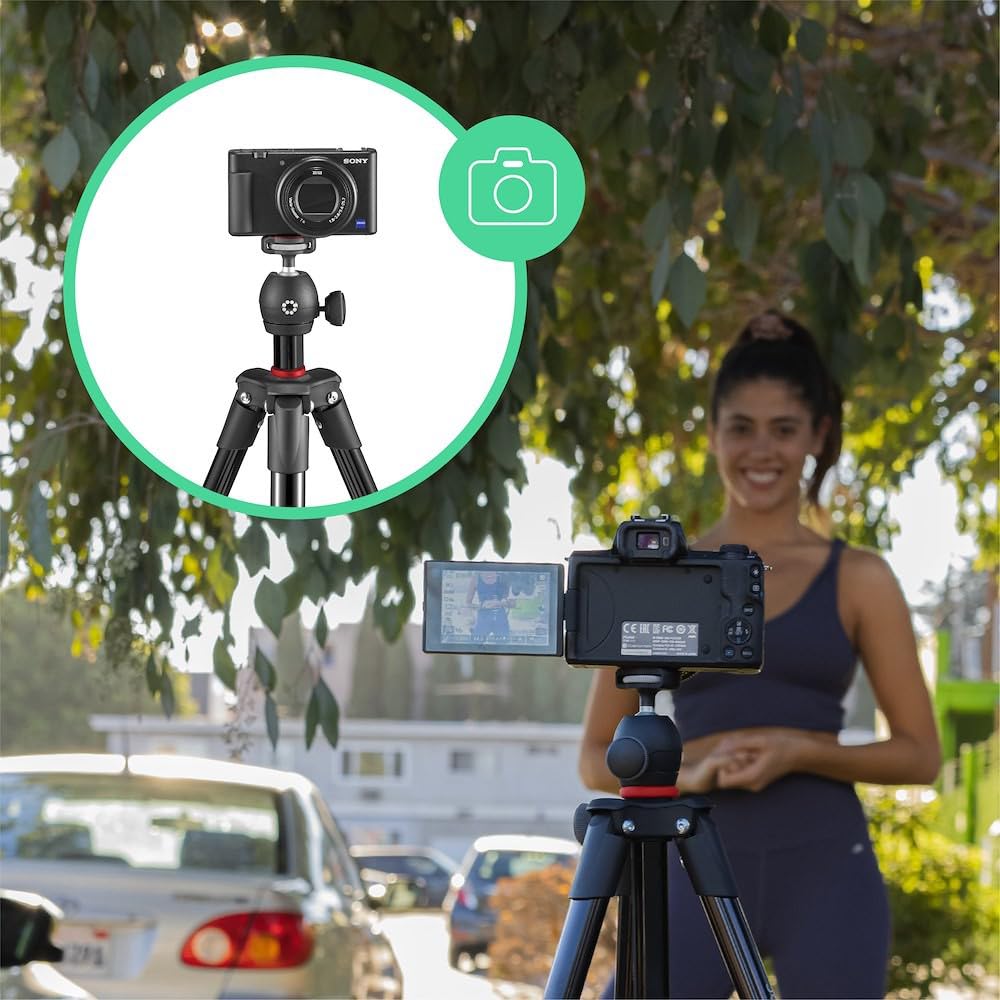 Joby Compact Light Kit, Treppiede Smartphone/Fotocamere con Testa a Sfera, Supporto per Smartphone Universale, Borsa di Trasporto, per CSC, Reflex, Mirrorless, Smartphone, Nero, Capacità 1,5 Kg