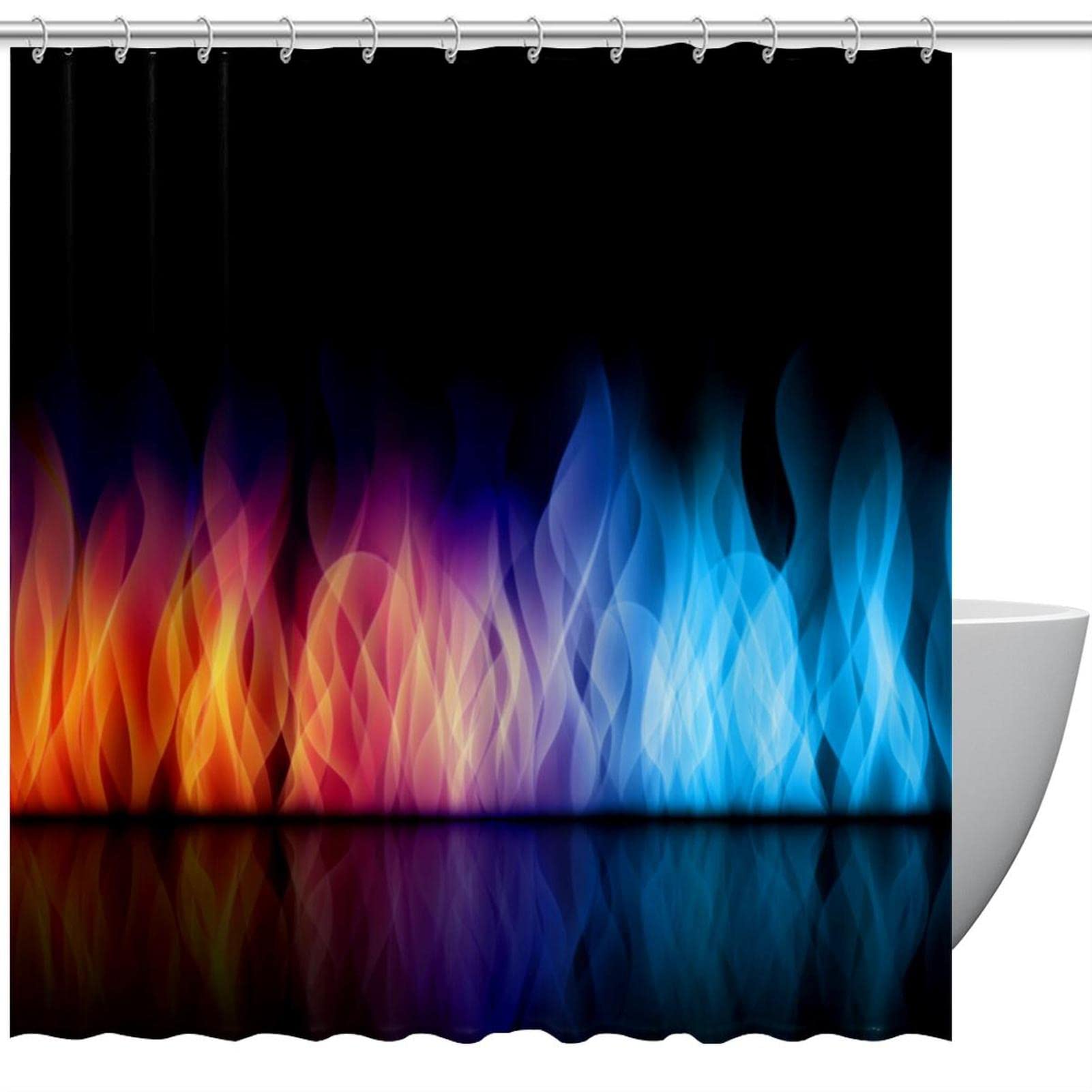 Rideau de douche noir flamme haut de gamme textile étanche 183 x 183 cm pour baignoire