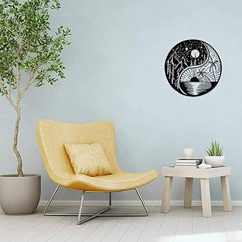 WINBST Yin Yang Wall Art Decor, Metal Tai Chi Wall Hanging