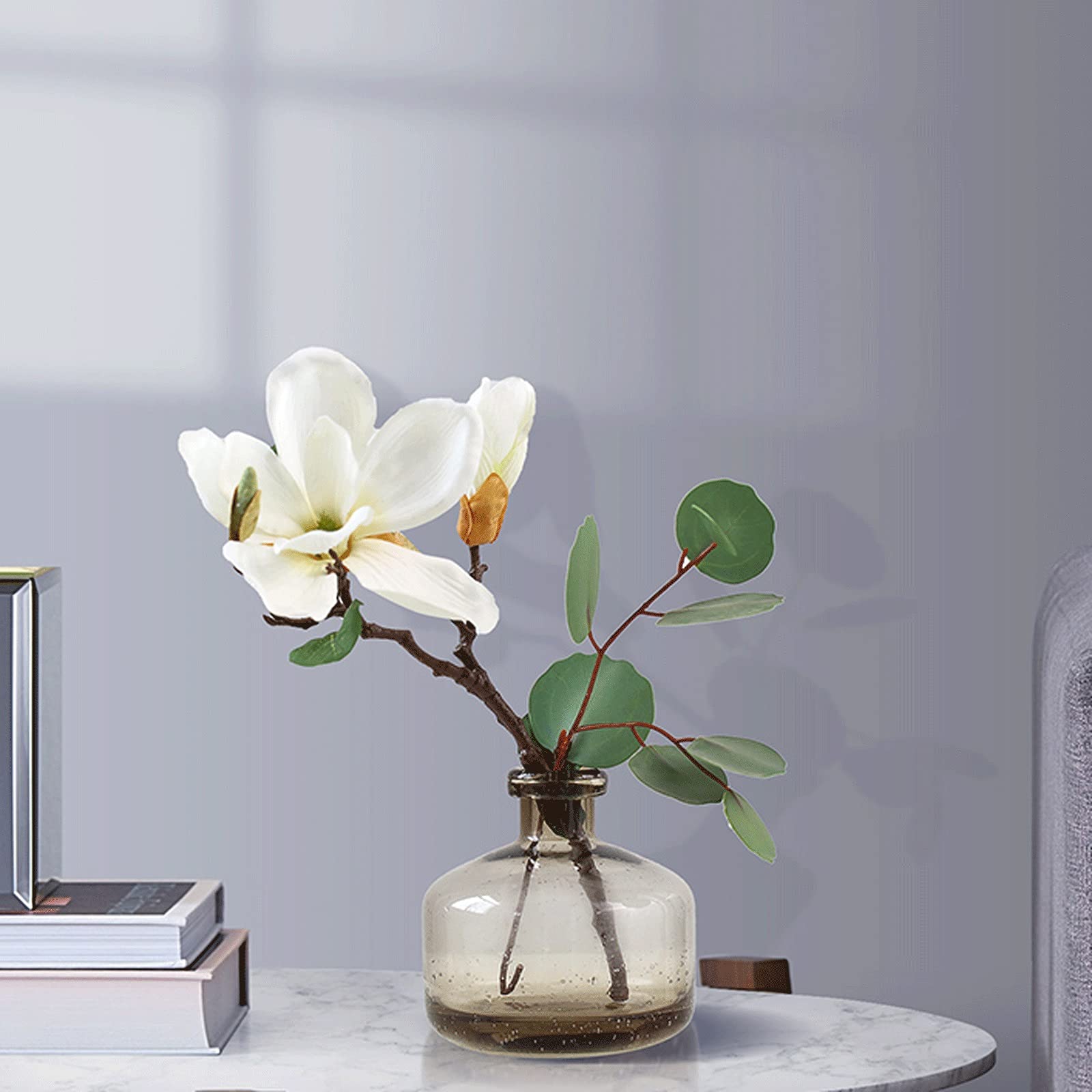 Sztuczne kwiaty orchidei Phalaenopsis w szklanym wazonie o wysokości 30 cm – jedwabna kompozycja kwiatowa do dekoracji domu, jako dekoracja ślubna i prezent