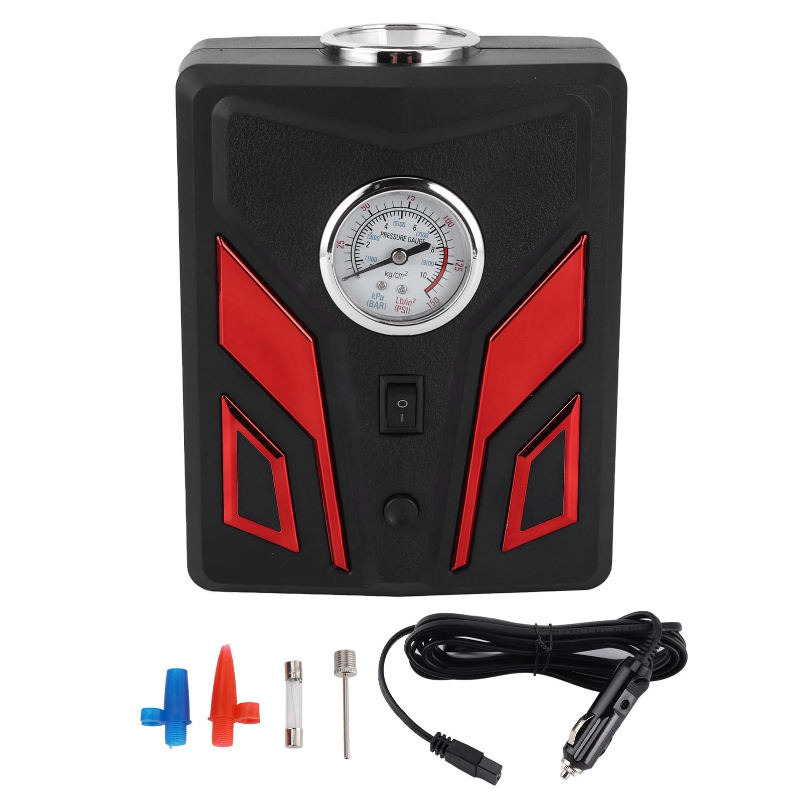 Ejoyous Pompka Do Opon Przenośna Pompka Samochodowa Kompresor 12V 120W 150PSI ABS z Oświetleniem LED 3 Dysze 27L Min Do Pompowania Opon Samochodowych w Nocy Użytku Drogowego i Kierowców (Typ