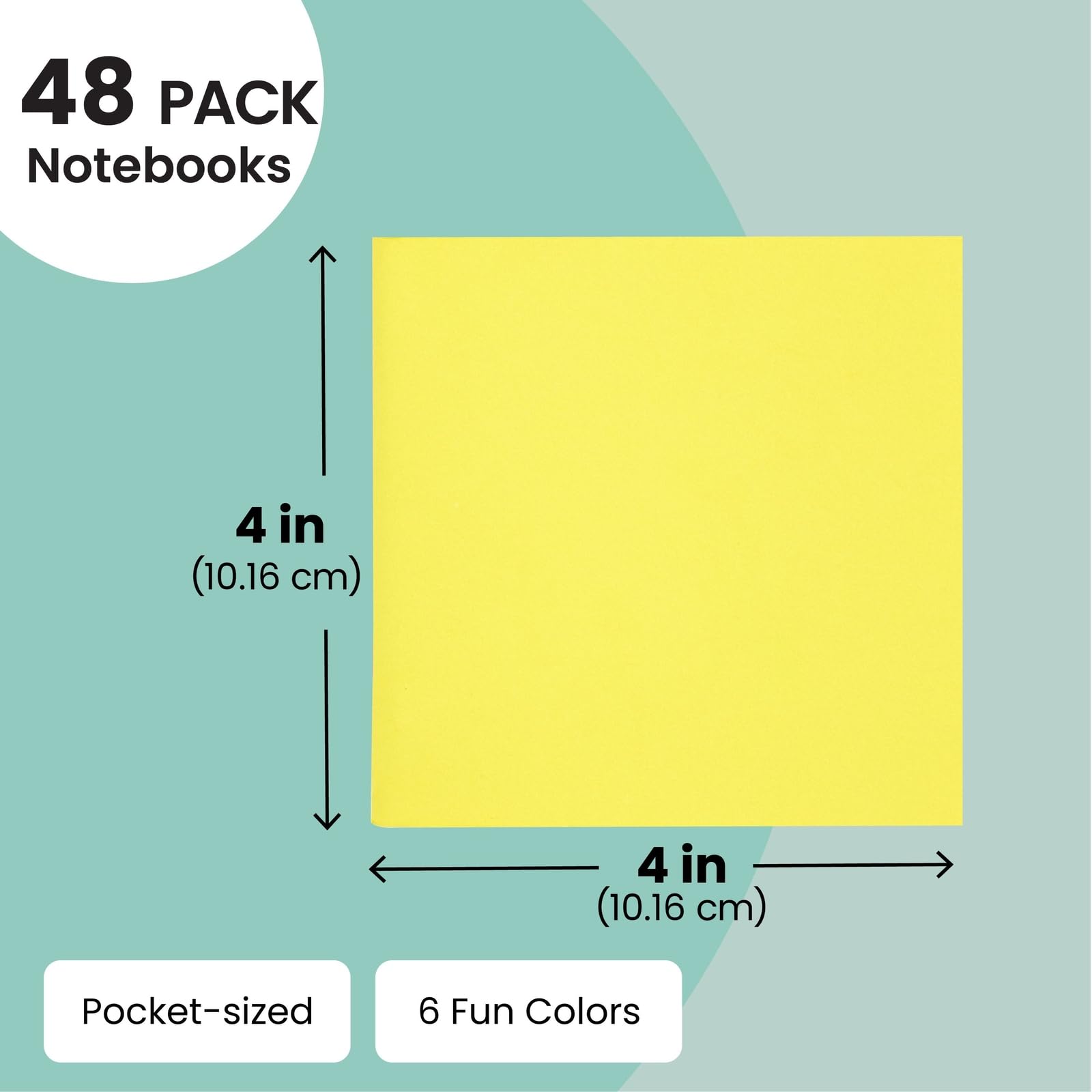 Paper Junkie Paquete de 48 cuadernos coloridos en blanco, a granel, mini cuadernos para niños, pequeños blocs de notas, diarios para dibujar, escribir (6 colores, 10 x 10 cm)