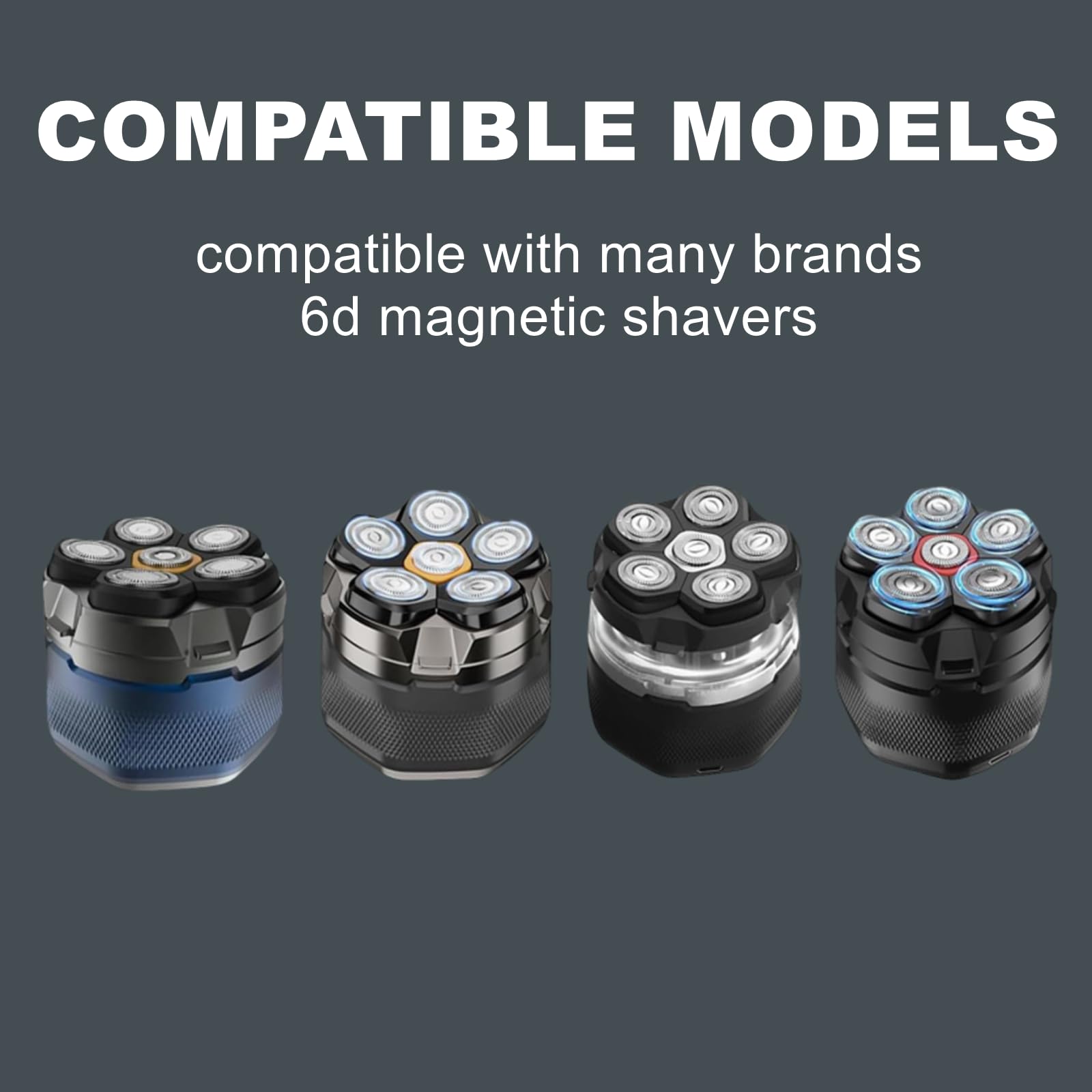 Cabezales de repuesto magnéticos de 6 cuchillas para muchas maquinillas de afeitar eléctricas magnéticas 6D, cabezal de hoja magnético 6D de nuevo diseño, compatible con afeitadoras de cabeza para 6