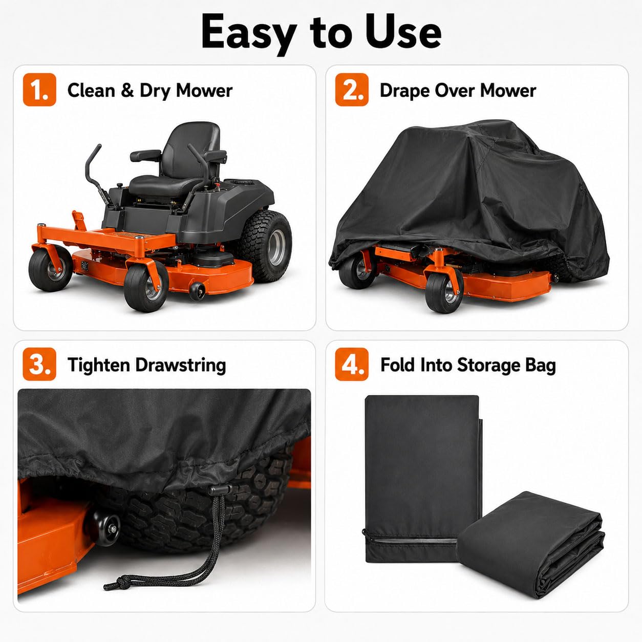 Cubierta Cortacésped de Giro Cero para Cub Cadet Tank L54 2014-2024 | Funda Cortacésped Tractor Zero Turn | Oxford 210D Impermeable UV Exterior | con Cordón Ajustable y Bolsa de Almacenamiento