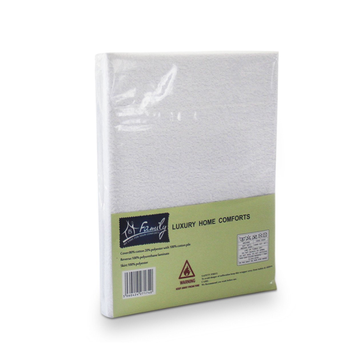 Family Bedding Double Size Mattress Protector | Waterproof & Breathable | Soft & Noiseless | Deep Pocket & 360° Elastic Band | White