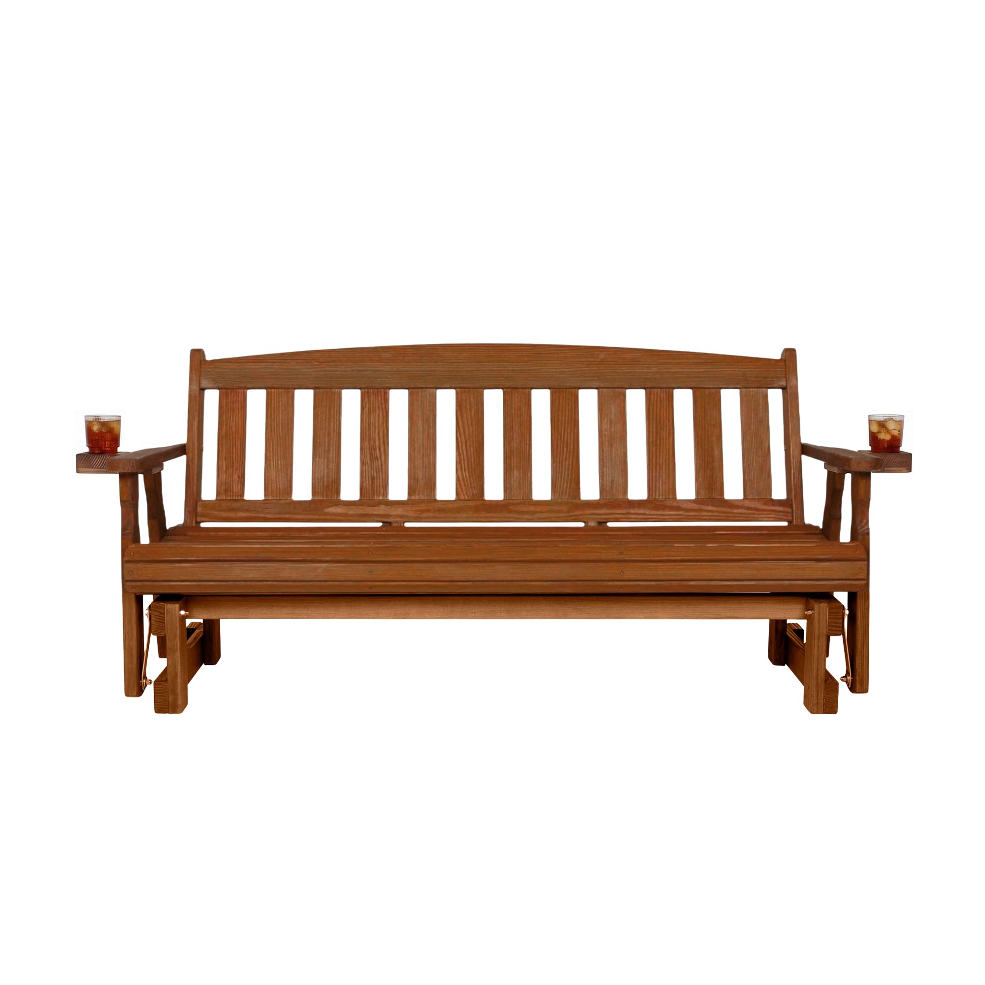 Amish Heavy Duty 800 Lb Mission Pressure Treated Porch Glider with Cupholders (6 Foot, Cedar Stain)