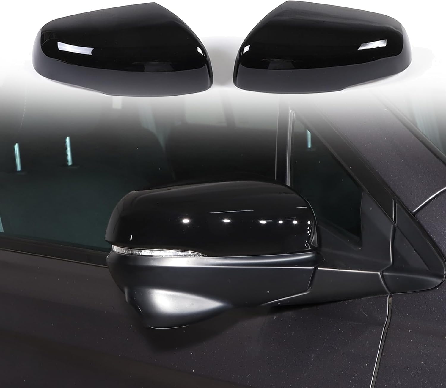 2PCS Rearview Mirror Covers for Honda Pilot 2016-2022/ Ridgeline 2020-2024/ Passport 2019-2024, ABS Material Door Side Mirror Guard Cover Cap Exterior Accessories (Glossy Black)