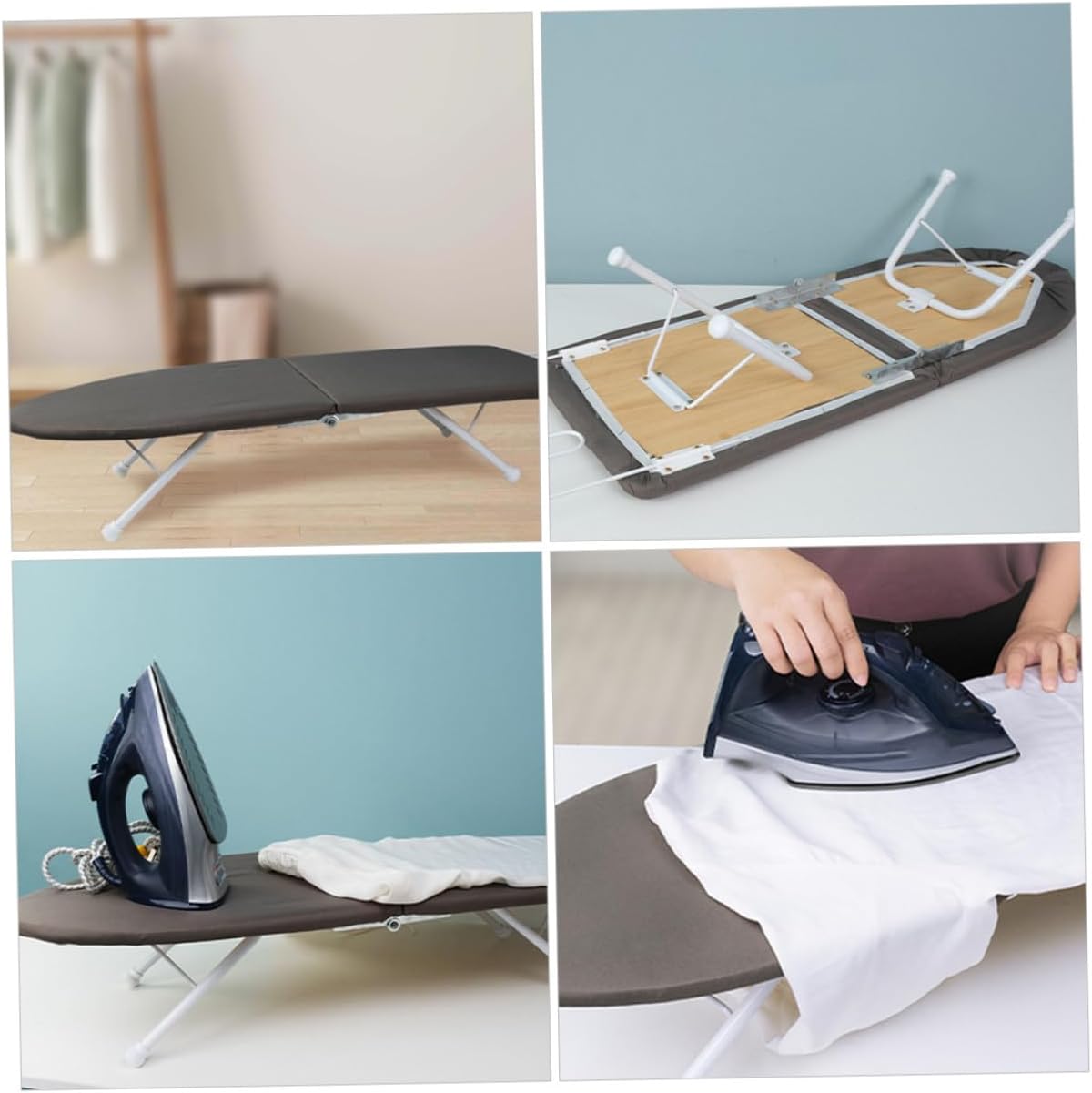 Portable Folding Tabletop Ironing Board Small Mini Ironing Stool with Heat-Resistant Pad for Home and Dorm Laundry Use