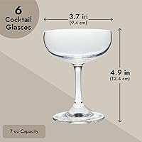 Vista 4 de Juvale Coupe - Juego de 6 vasos de 7 onzas, transparentes, de inspiración vintage, aptos para lavavajillas, para fiestas y bares, copas de champán