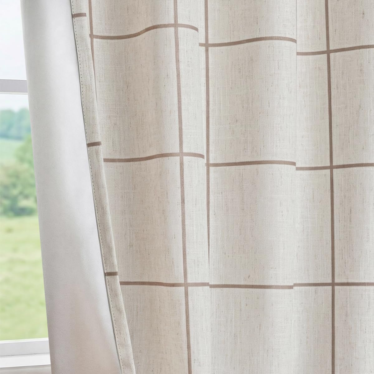 MYSKY HOME Brown Plaid Blackout Curtains for Bedroom and Living Room
