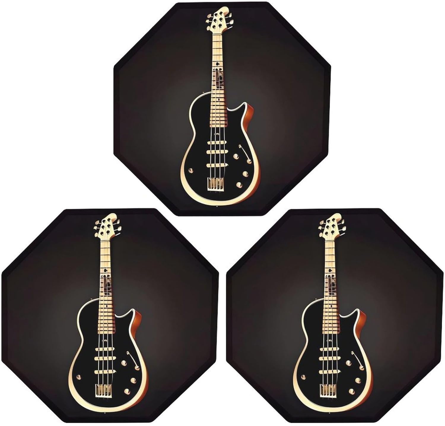 Ctagon Metal Sign for Home, Modern Display Plate for Kitchen, Black Guitar Plates Accent Hanging Wall Decorations 3PCS for Living Room, Bedroom, Hallway, Hotel