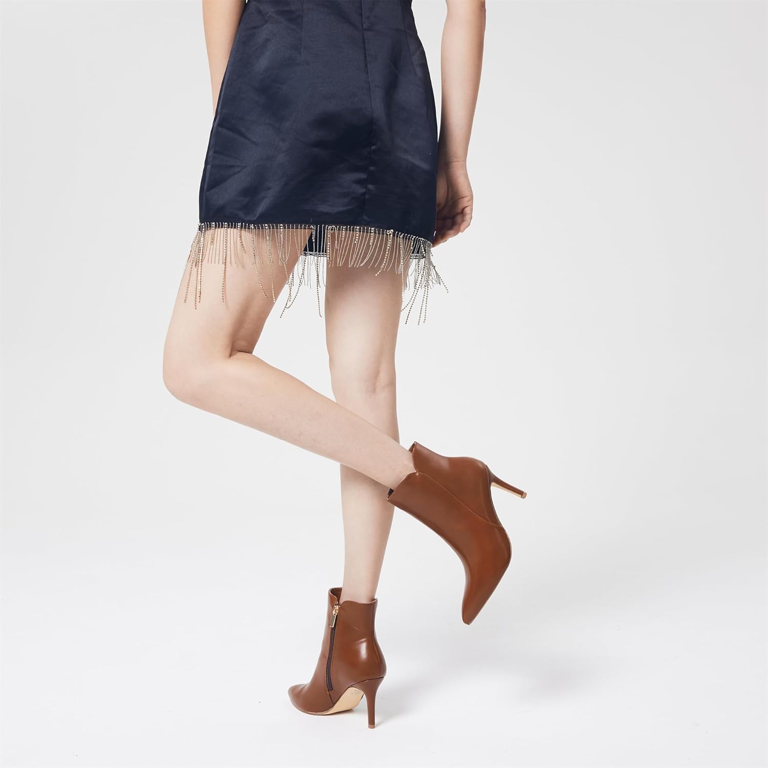 Elisabet Tang Women Chic Heeled Ankle Boots,Sexy Pointed Toe with 3 Inch High Heel Fashion Stylish Booties with Side Zipper Evening Party Dress Shoes - Image 8