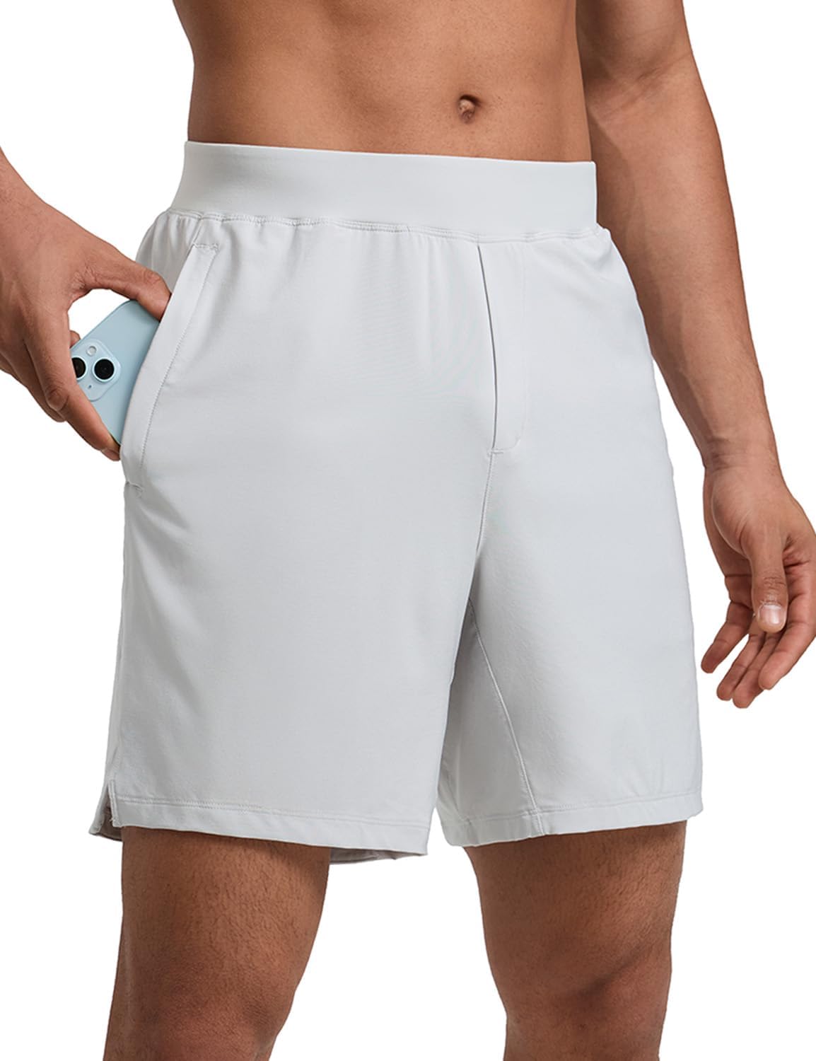 CRZ YOGA Men's Linerless Split Training Shorts 7" - Lightweight Quick Dry Soft Workout Running Athletic Gym with Pockets