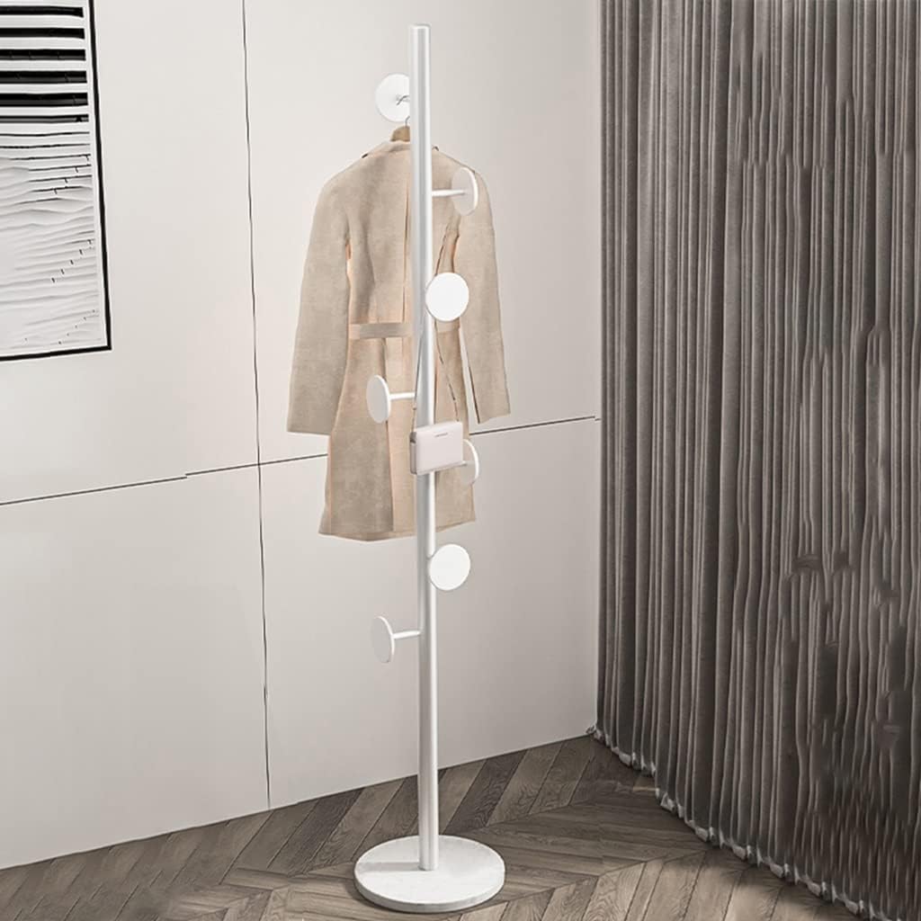 GIZNXBA Free-Standing Coat Rack, Hat Hanger Hall Tree, Metal Coat Hangers for Scarves, Backpacks, Umbrellas, Coat Stand, Stylish Coat Tree with Marble Base, 7 Hooks (Color : /White+/White)