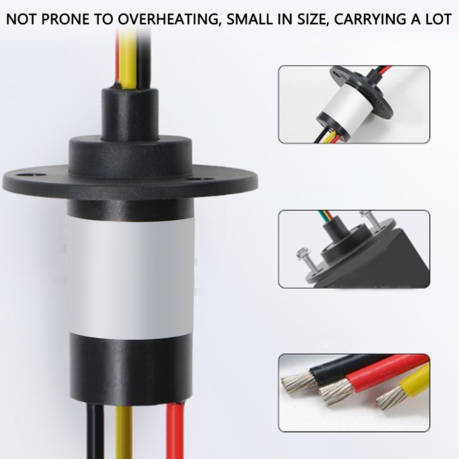 Tissting Collecteur Tournant Electrique 2 Fils 30A 250RPM Diametre 22mm/0.87in Rotation 360 Degres, Pour Equipements De Test Camera PTZ Et Plateformes Tournantes