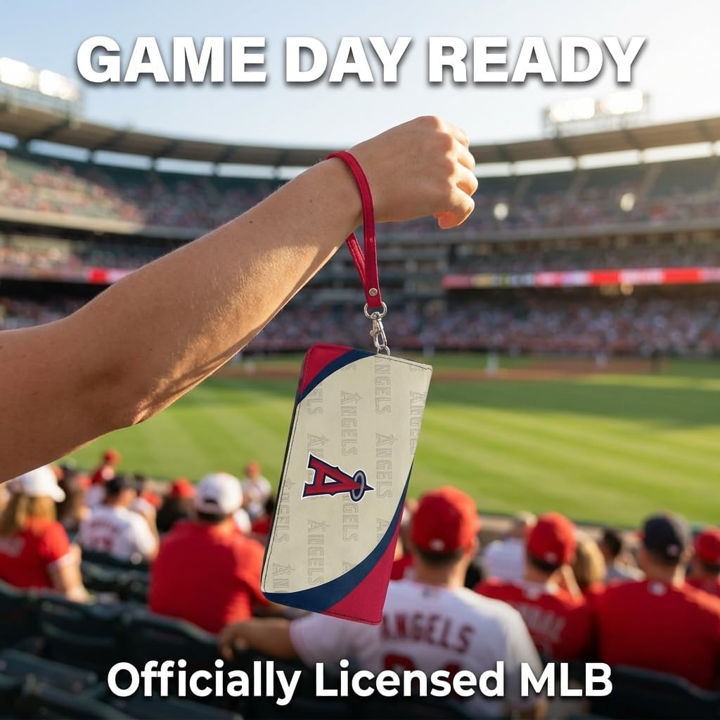 Littlearth MLB Los Angeles Angels of Anaheim Curve Zip Organizer Wallet, Wristlet and Wallet in One, Team Color, 8 x 4 x 1 Inches