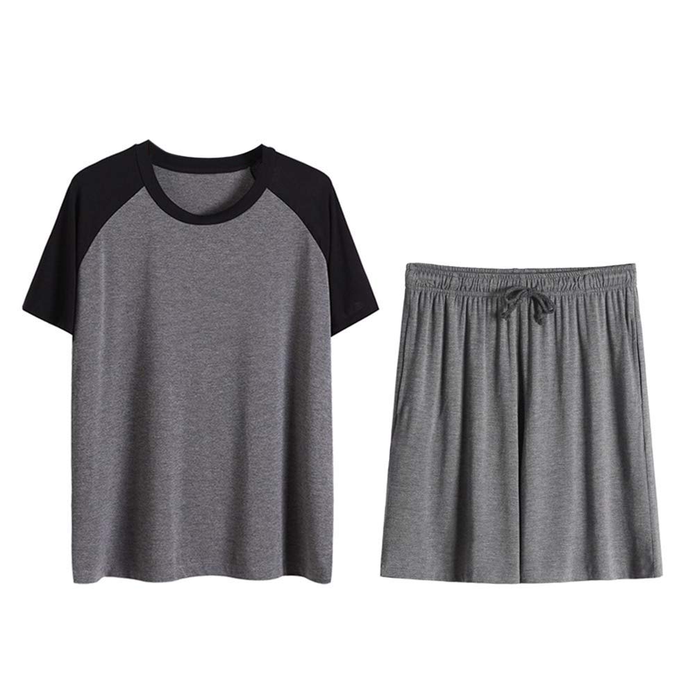 Sponsored Ad – Men's Short Sleeve Pajamas Set Raglan Cotton Soft Sleep Sets Knee-Length Casual Sleepwear Lounge Set