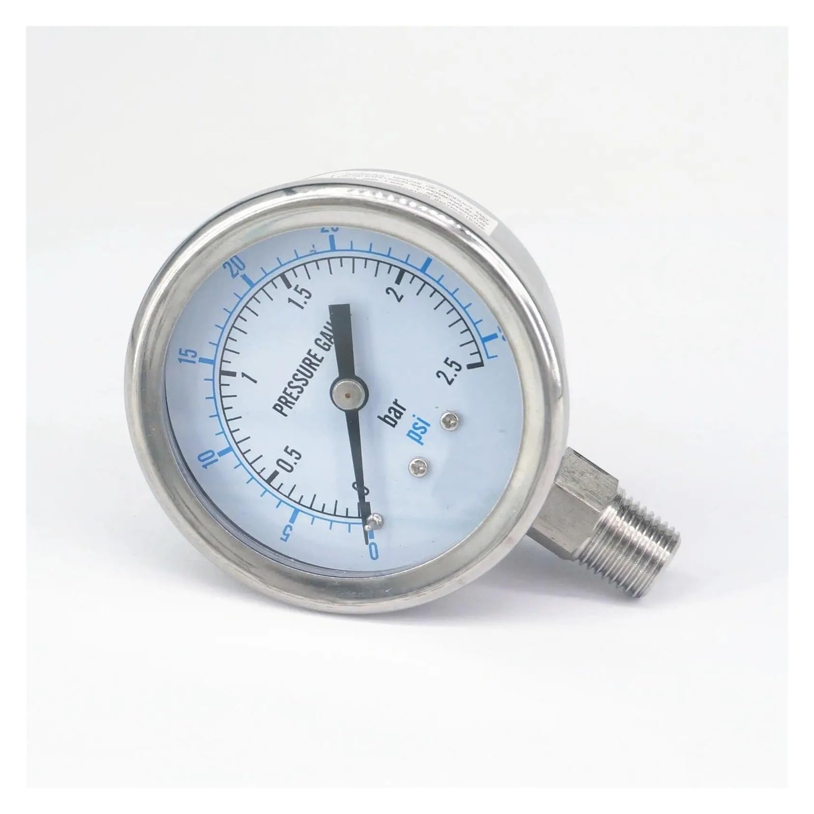 Manómetro de presión de esfera de 60 mm, 0-2,5 bar, 1/8" BSPT macho, acero inoxidable 304, PSI, N2, for elaboración de cerveza a vapor, clase de precisión neumática: 2,5%