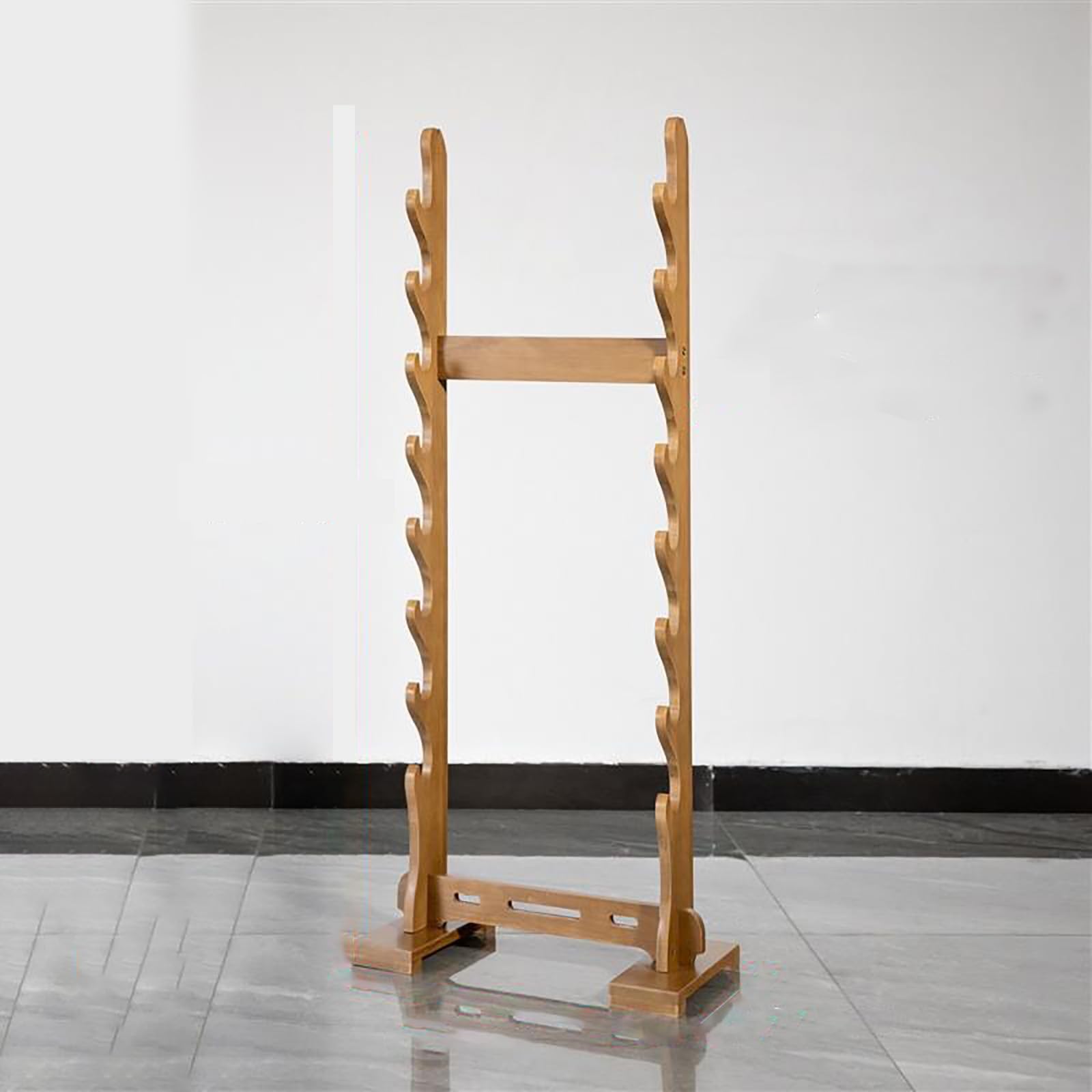 Hjhuua Solid Wood Color Multilayer Floor Standing Sword Rack,Solid Wood Sword Stand,Wood Sword Holder Floor Stand,Large Sword Display Stand For Katana Samurai,Classic Wooden Sword Mount Weapon Stands
