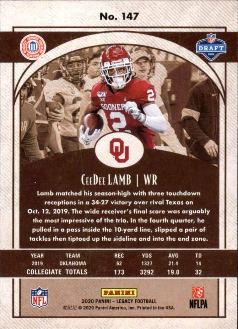 2020 Panini Legacy #147 CeeDee Lamb Rookie Oklahoma Sooners NFL Football Trading Card