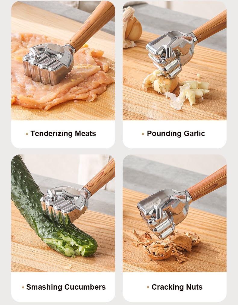 Generico Inteneritore per Carne Multi-Lato, Martello a Doppia Faccia in Lega di Zinco a Forma di Pugno, Manico Antiscivolo, Resistente, Ideale per bistecche, Manzo, Pollo, pollame e Pesce (2 Pezzo)