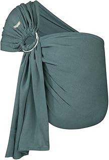 Hoppediz Ring-Sling Tragetuch Baby - ULTRALEICHT - Hüfttrage - Bauchtrage - für Neugeborene ab Geburt - 100% Baumwolle, Hamburg forest