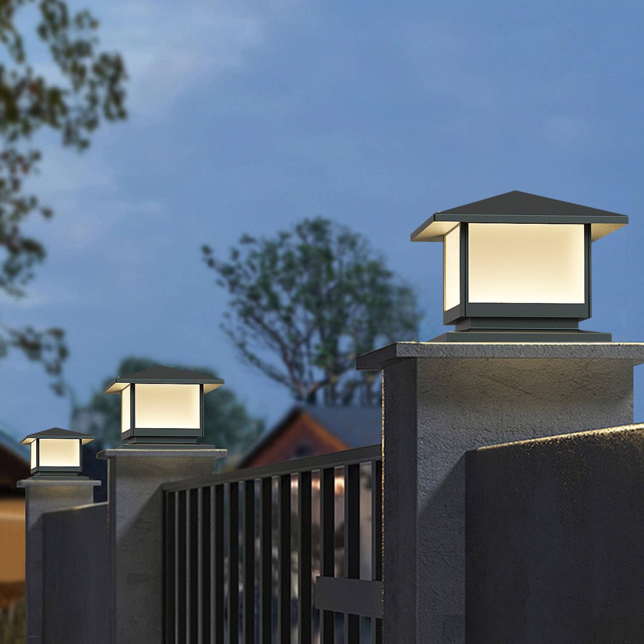 Lampa cokołowa zewnętrzna, 12 W, do użytku na zewnątrz, szare oświetlenie ścieżek ogrodowych z odlewu aluminiowego, tryb 3 kolorów, oprawka E27, maks. 40 W, IP45, lampa ogrodowa na słupki