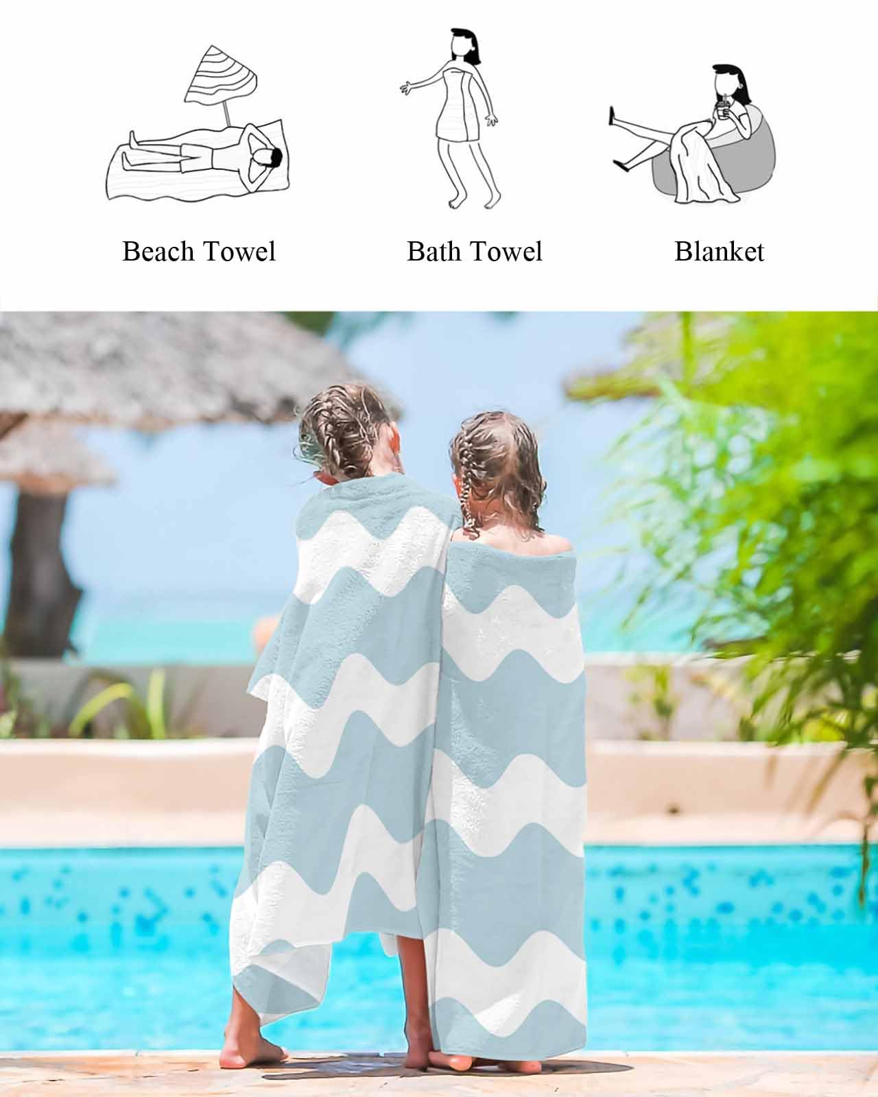 AL STRPS SOEOREI ブルー27.5cm Amazon.com: ALAGEO Beach Towels Sky Blue and White Stripes Bath