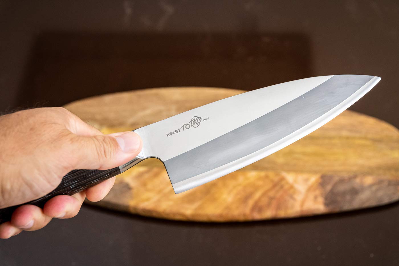 Coltello da Cucina Professionale Giapponese, Coltello Professionale in Acciaio, Lama da 18,5cm, Deba, Manico in Legno Trattato, Coltello da Pesce - Sakai Japan Knives