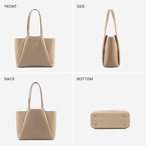 Miniatura 8 de LOVEVOOK Bolsa para laptop para mujer, 15.6 pulgadas, piel sintética, con embrague, bolsa de oficina de gran capacidad Sandy,Negro -,Negro y