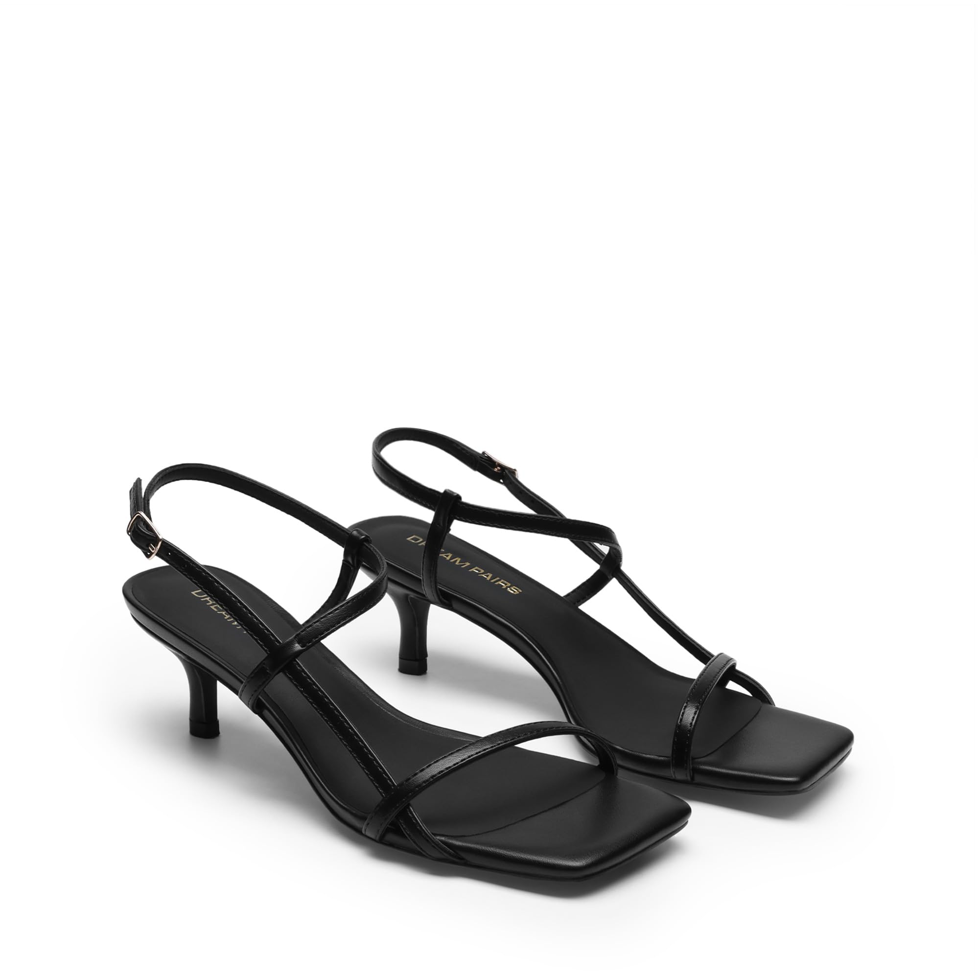 DREAM PAIRS Sandalias de Tacón Bajo con Punta Abierta y Correa al Tobillo para Mujer, Ideales para Fiestas y Bodas