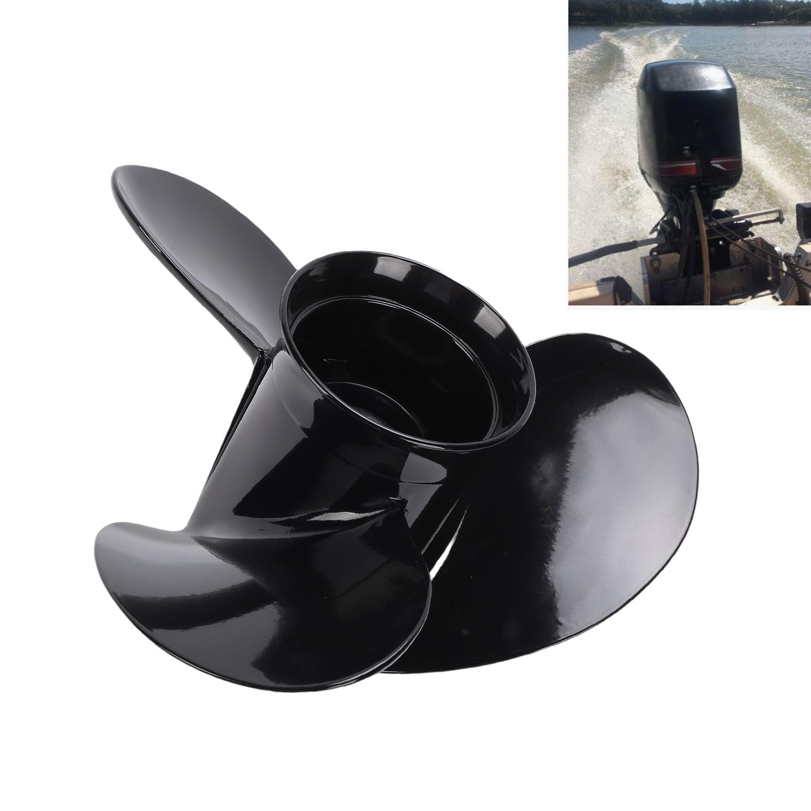 Fabater Fuoribordo in Metallo Passo 10,5x13 Compatibile OEM per Motori 25-60, Nera - Pesca e Sport Acquatici