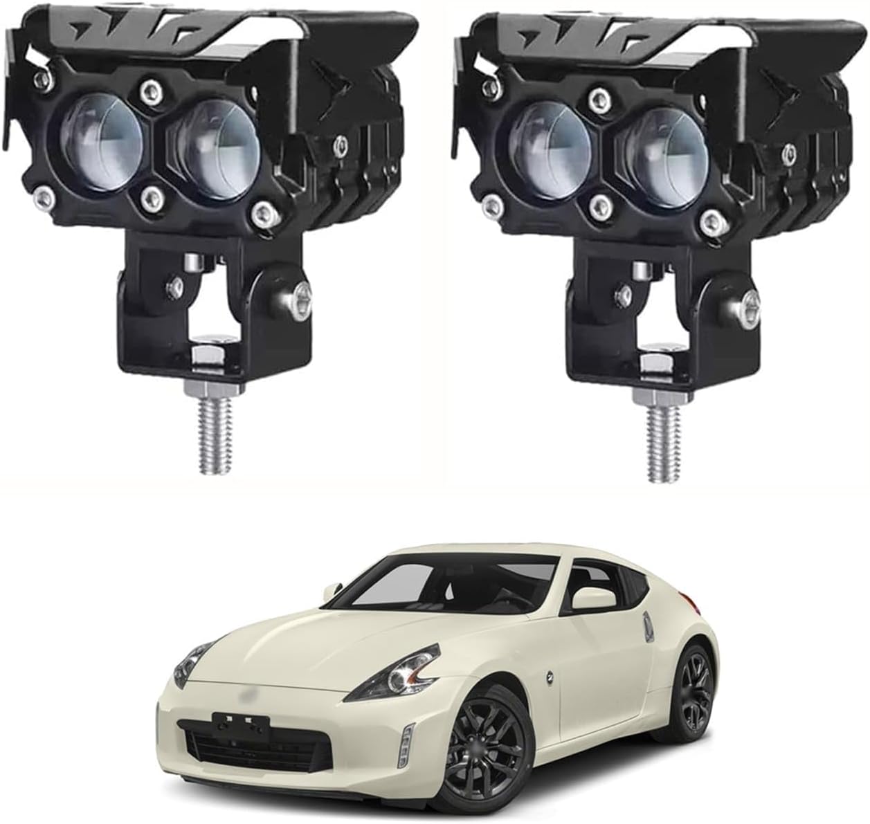 20W LED Fog Lights for Cars, Spot Beam with Projector 2-Lens Design, Amber/Yellow White Dual Color, Waterproof Auxiliary Driving Lamps – Universal Fit (2PCS) Compatible With N-issan 370z