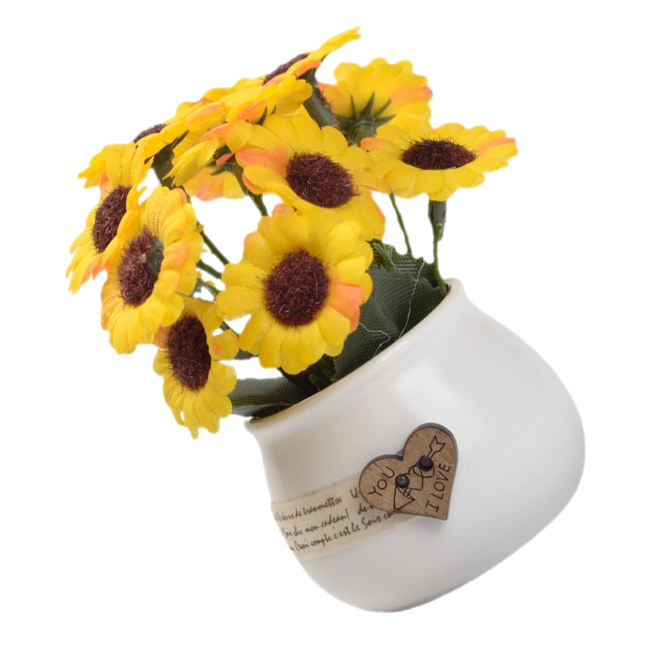 DOITOOL 2 Stück Sonnenblumen-Ornament Mini-Blumentöpfe Keramik-Pflanztöpfe Büro-Innendekoration Sonnenblumen-Bonsai-Ornament Künstlicher Blumentopf Seidenpflanzen