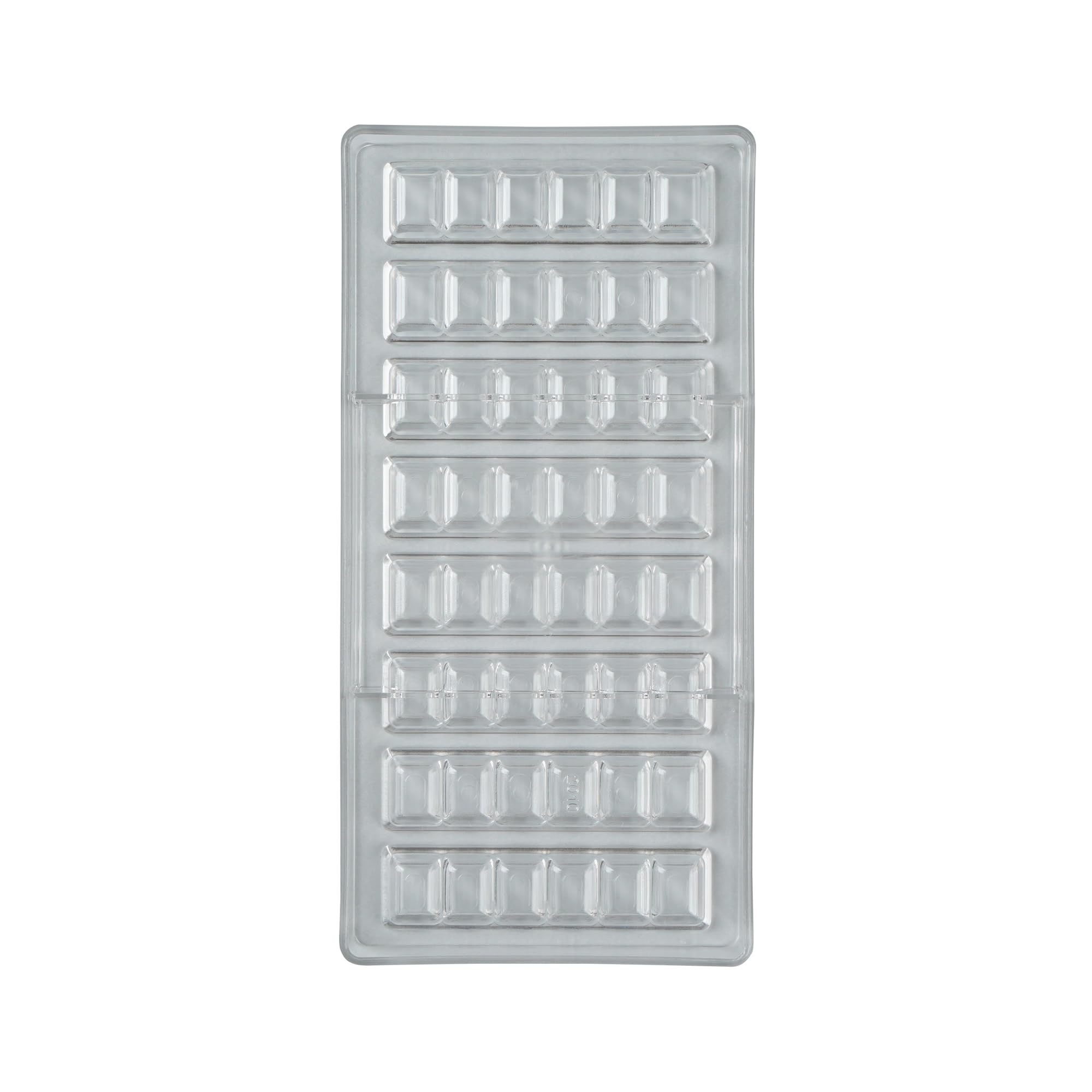 Pastry Tek - Molde de barra de chocolate de 10.8 x 5.3 pulgadas, 1 molde de chocolate lavable en lavavajillas, 8 cavidades, congelable, molde de policarbonato transparente para caramelos, para barras