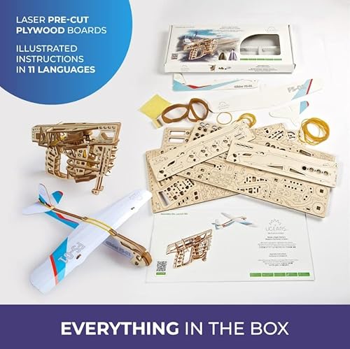 Ugears Flight Starter Paper Airplane Portable Hand Catapult Mechanical Wooden 3D Model #TOP5