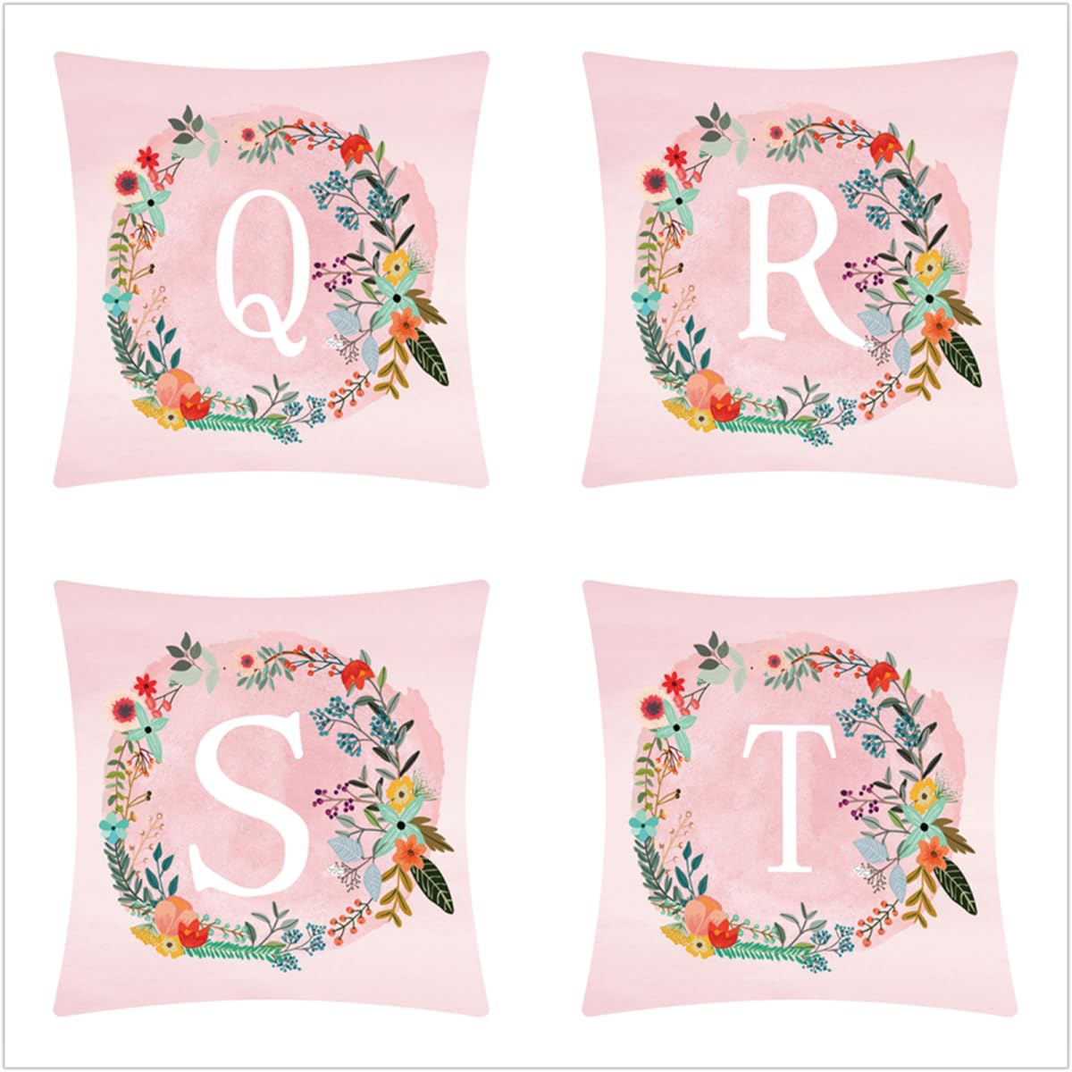 Fundas Cojines 70x70cm,Juego de 4 Fundas de Cojines Modernas Terciopelo Decorativa Hogar Almohadas Fundas para Sala Sofá Cama Decoración para Hogar Guirnalda Rosa