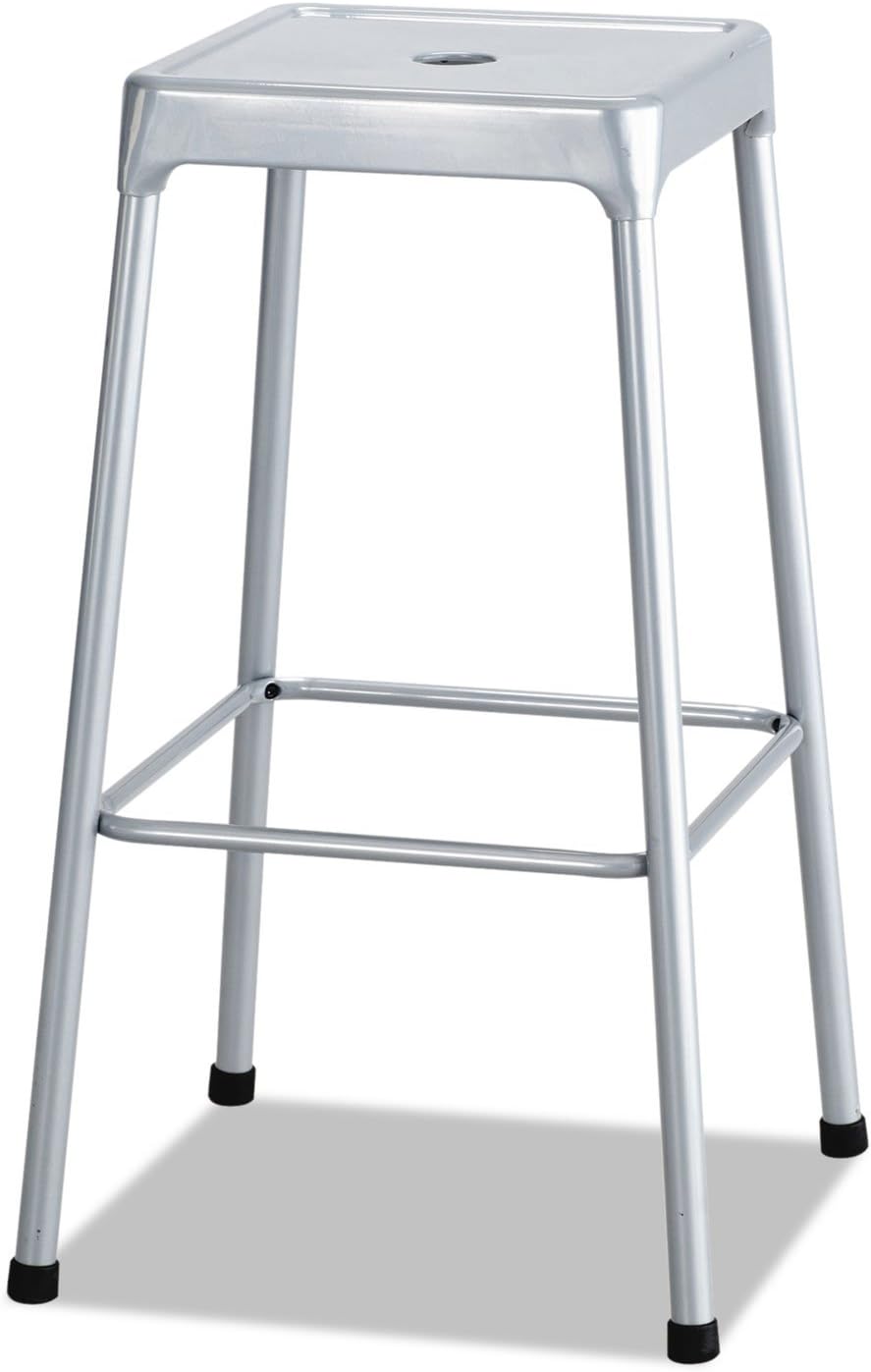Safco Products Stool 29" Bar Height - Sturdy Steel Frame - Max Load 250 Lbs - Silver - Easy Assembly - Great for Home or Bar Game Room Furniture.