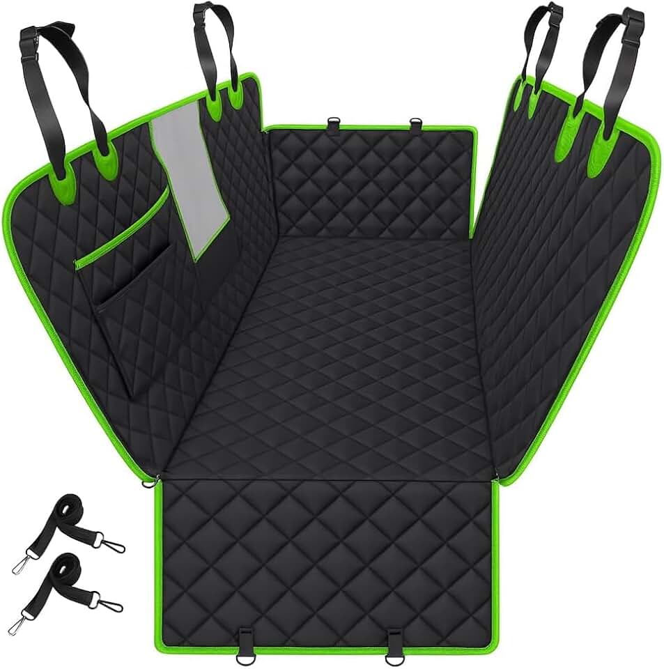 Capa Pet Impermeável para Carro – 4 em 1 com Proteção Total, Antiderrapante, Acolchoada e com Cinto de Segurança | Para Cães e Gatos (Verde)