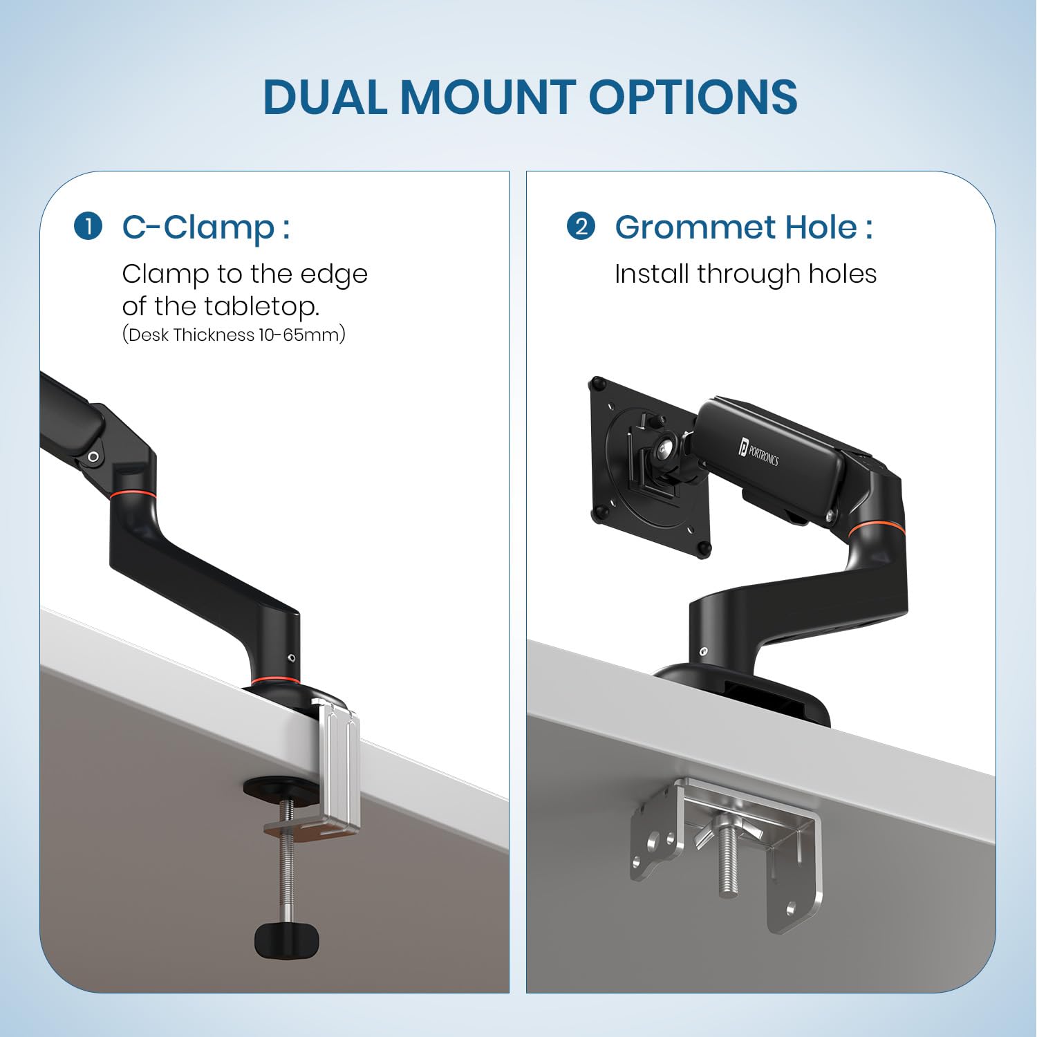 Portronics Aerolift Solo Monitor Arm - Desk Mount -2