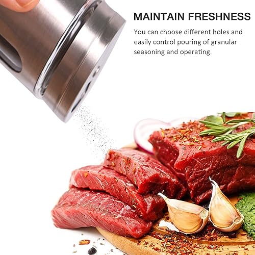 Miniatura 5 de Alimat PluS 1 paquete de salero grande con 3 agujeros de vertido ajustables, salero de 4.3 x 2.7 pulgadas con capa exterior de acero inoxidable y